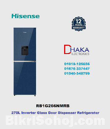 Hisense 270L RB1G266NMRB Inverter Glass Door Refrigerator